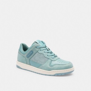 Coach C201 Low Top Sneaker In Signature Canvas Jacquard Aquamarine | COH865845
