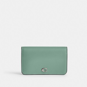 Coach Essential Slim Card Case Silver/Aquamarine | COH865496