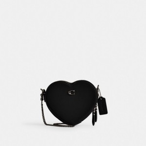 Coach Heart Crossbody Bag 14 Glovetan Leather/Pewter/Black | COH865321