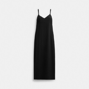 Coach Heritage C Silk Midi Dress Black | COH866056