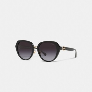 Coach Horse And Carriage Oversized Round Sunglasses Black | COH866344