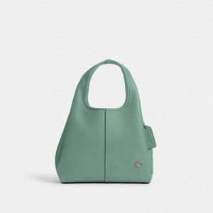 Coach Lana Shoulder Bag 23 Refined Pebble Leather/Silver/Aquamarine | COH865401