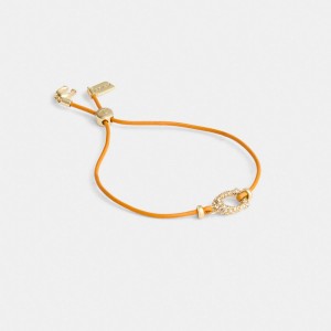 Coach Pavé Signature Leather Slider Bracelet Gold/Orange Multi | COH866232