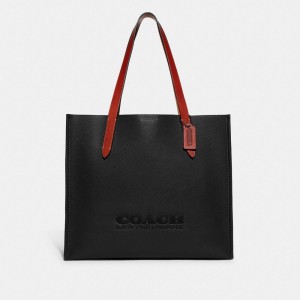 Coach Relay Tote Bag Polished Pebble Leather/Black | COH865039