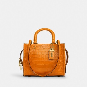 Coach Rogue Bag 25 In Alligator Brass/Orange | COH865222