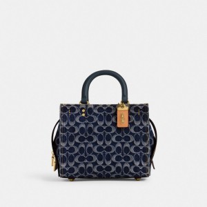 Coach Rogue Bag 25 In Signature Denim Brass/Blue | COH865178