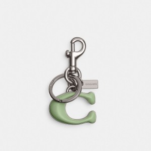 Coach Signature Bag Charm Silver/Pale Pistachio | COH866467