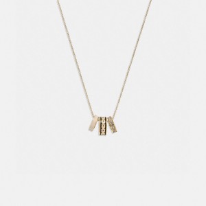 Coach Signature Enamel Necklace Gold/Black | COH866179