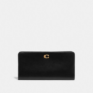 Coach Skinny Wallet Refined Calf Leather/Brass/Black | COH865503