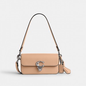 Coach Studio Baguette Bag Glovetan Leather/Silver/Buff | COH865212
