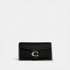 Coach Tabby Chain Clutch Polished Pebble Leather/Silver/Black | COH865214