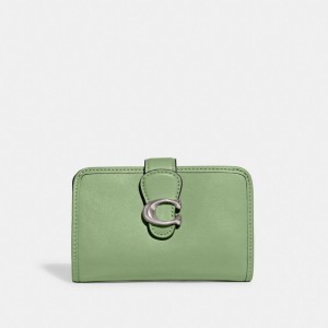Coach Tabby Medium Wallet Smooth Leather/Silver/Pale Pistachio | COH865488