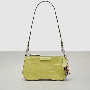 Coach Wavy Baguette Bag In Croc Embossed Coachtopia Leather Pale Lime | COH864896