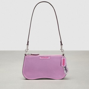 Coach Wavy Baguette Bag In Metallic Coachtopia Leather Pink Metallic | COH864813